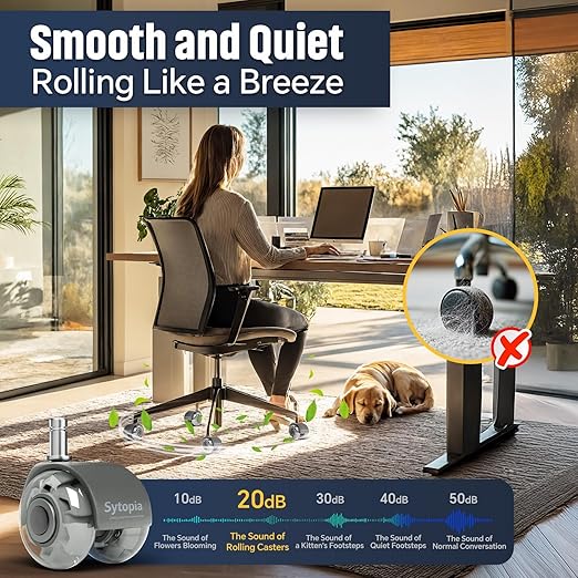 Office Chair Wheels 2" Desk Chair Caster Wheels Smooth Roller Style Quiet for Carpet and Hardwood Floors Universal Fit 11x22 mm Set of 5 Light Grey