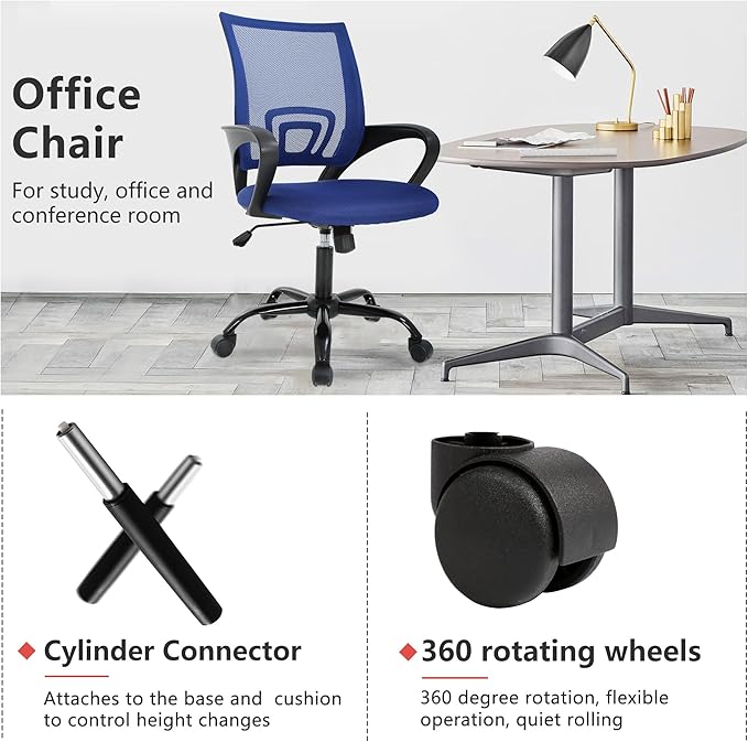 PayLessHere Office Computer Chair Ergonomic Cheap Desk Chair Adjustable Comfortable Mid Back Task Rolling Swivel with Lumbar Support for Home Office (Pack of 2, Blue)