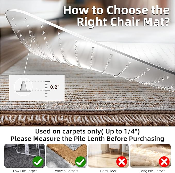 Chair Mat for Carpet Floors: 48" x 60" Computer Desk Floor Mat - PVC Plastic Rug Carpet Protector Mats for Gaming Chair Under Desk Pad for Rolling Chair