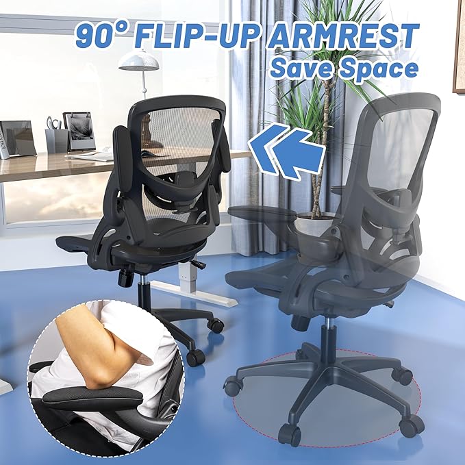 Modern Ergonomic Mesh Home Office Computer Desk Chair with Wheels and Height Adjustable Lumbar Support for Adult Student