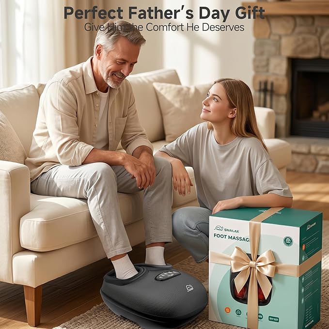 Snailax Shiatsu Foot Massager with Heat, Deep Kneading, Compression, Vibration, Feet Massager Machine for Plantar Fasciitis, Neuropathy, Foot Warmer Under Desk, Size 13, Gifts for Men, Women