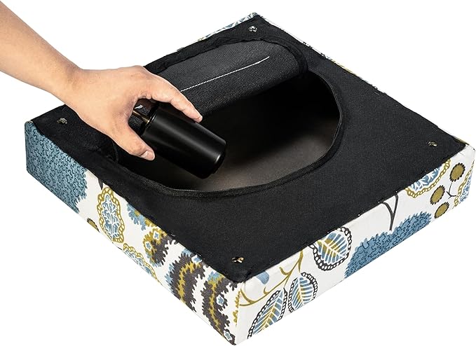 Joveco Small Foot Rest Stool Ottoman, Square Upholstered Fabric Footstool for Couch, Under Desk, Office, Living Room, Blue Floral