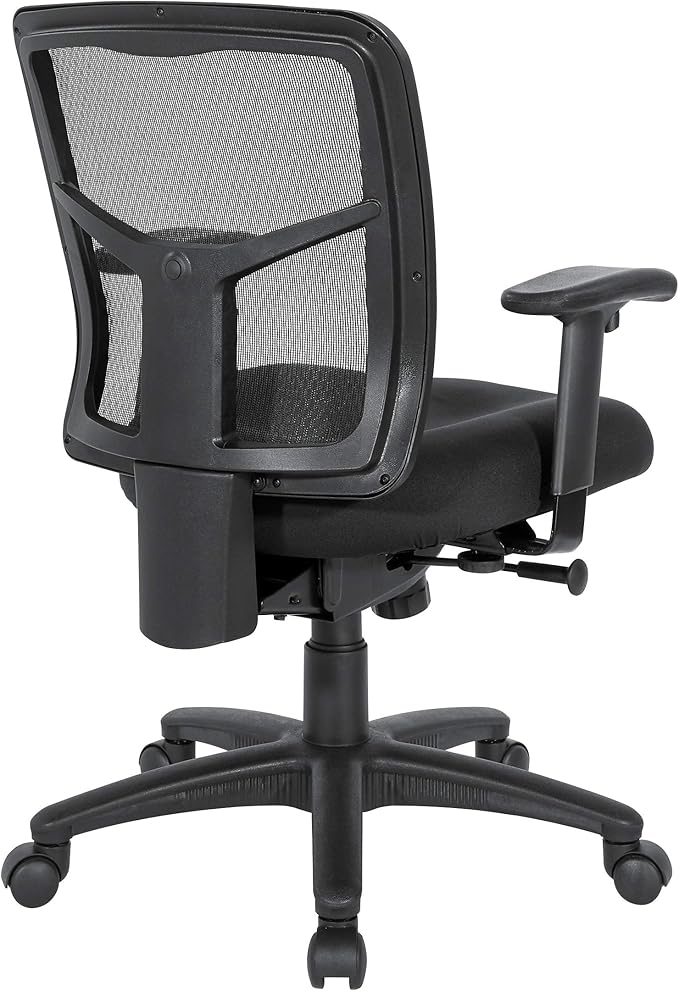 Office Star ProGrid Breathable Mesh Back Manager's Office Chair with Built-in Lumbar Support and Height Adjustable Padded Arms, Coal FreeFlex Fabric