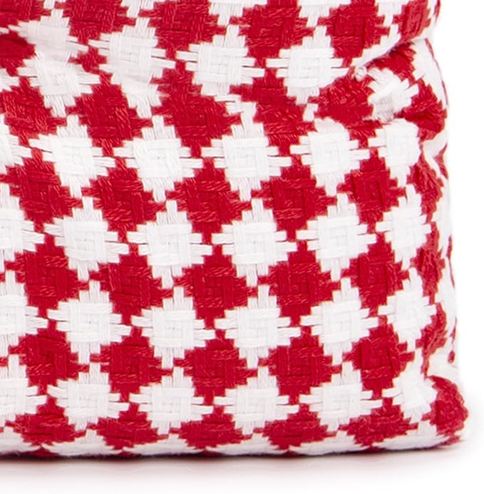 SQUARE MOON Indoor Chair Cushions for Dining Chairs, Soft and Comfortable Rhombic Weave Pattern Kitchen Chair Pads with Ties, 17" x 16" x 3", Wine Red, 6/Pack
