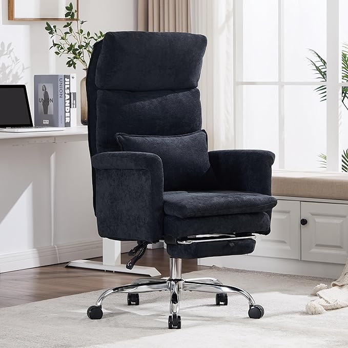 Okeysen Big and Tall Office Chair with Flip Armrests, Cross Legged Chair with Foot Rest, Wide Seat Reclining Desk Chair with Lumbar Pillow, Executive Ergonomic Computer Game Chair, 500LBS