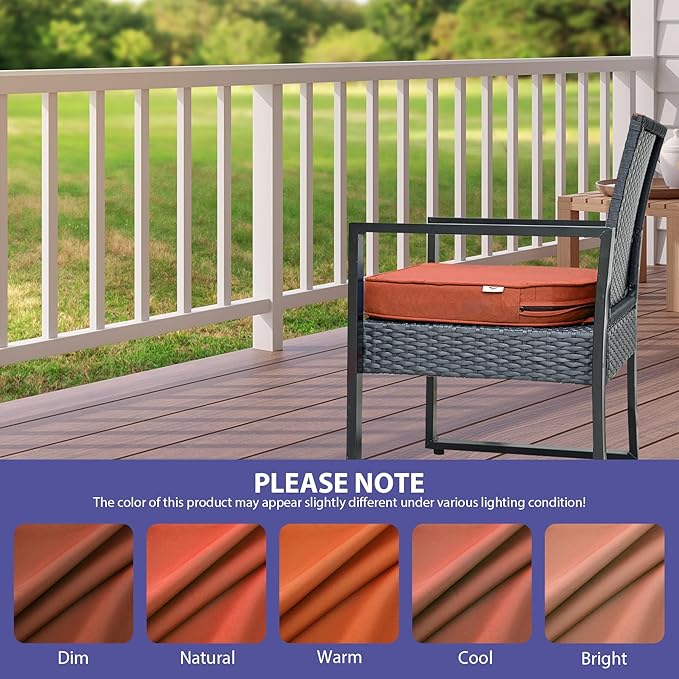 IPYNBAP Outdoor Chair Cushions Set of 4 -Waterproof Outdoor Seat Cushions for Patio Furniture, Patio Chair Cushion with Handle and Ties, Out Door Chair Pads,19x19x3-Round, Spice