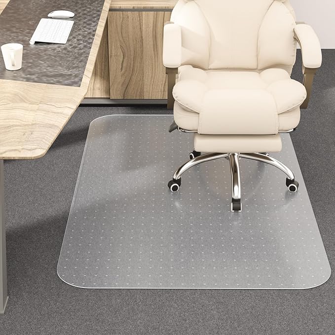 Office Chair Mat for Carpet, 30" X 48" X 0.09" Desk Chair Mat for Carpet Floors, Clear and Thick Easy Glide Rolling Chair Mats with Non-Slip Studded for Home and Office Low Pile Carpets