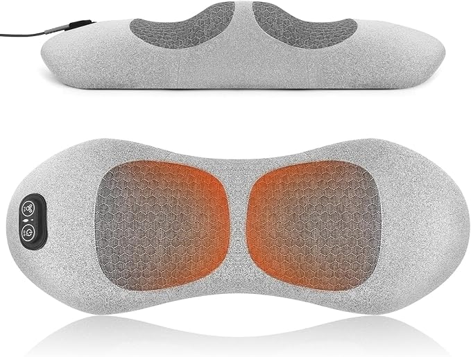 3-in-1 Smooth Spine Triple Fusion Electric Lumbar Support Pillow with Heat, Vibration & Traction - Adjustable Back Massager for Lower Back Pain Relief, Sciatica & Office Chair Use (Gray)