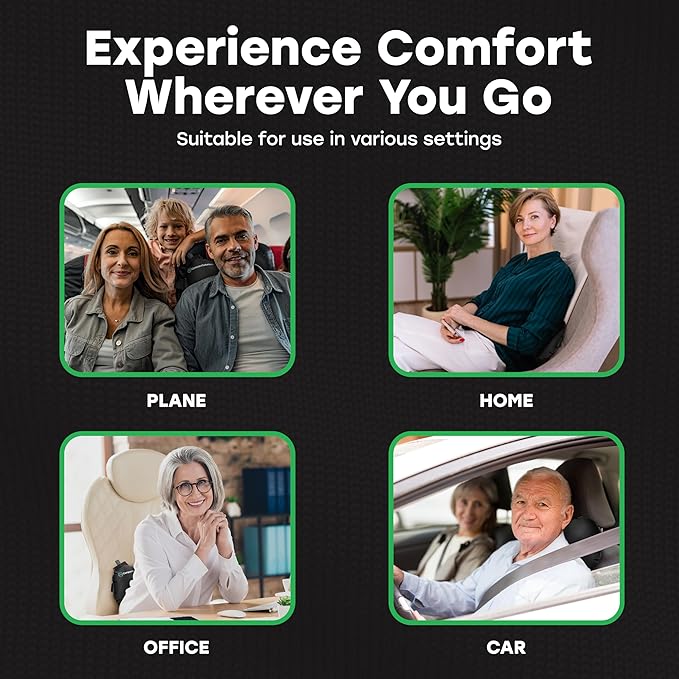 Inflatable Lumbar Pillow for Airplane Travel - Travel Lumbar Pillow - Suitable for Men and Women of All Ages - (Free eBook with Tips and Stretches for Travelling with Back Pain)