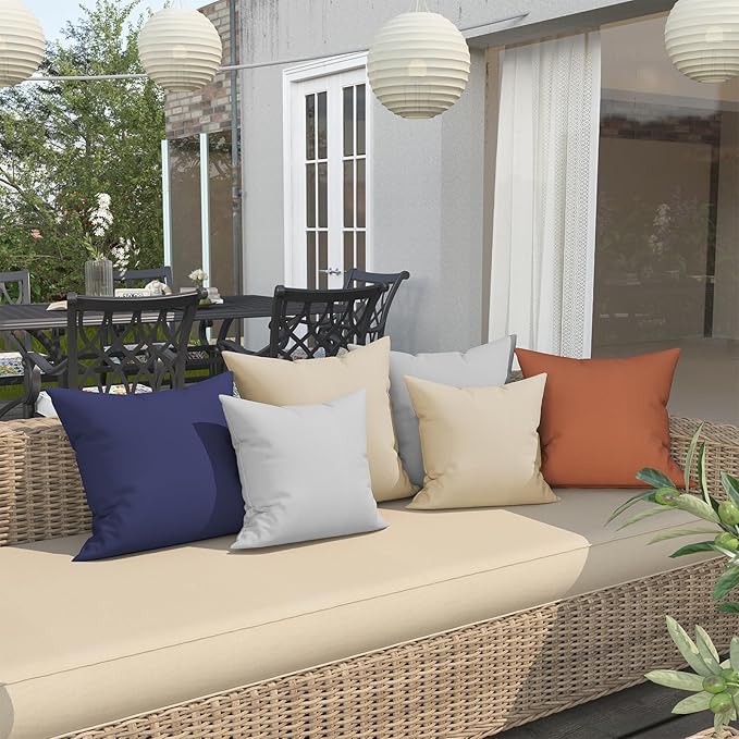 2 Pack Large 20x20 Inch Outdoor Throw Pillows, Durable Solid Color Waterproof Cushion for Patio Deck Poolside and Indoor Furniture, Red