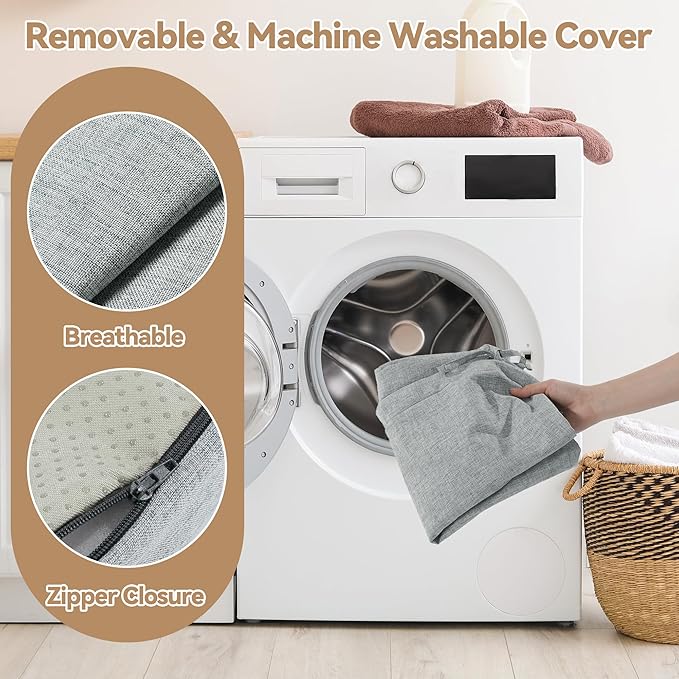 HOMBYS Kitchen Chair Back Cushion & Seat Cushion, Dining Room Chair Cushions,Seat Cushions for Kitchen Chairs,High Density Foam Seat Pad & Backrest,Chair Pads for Dinning Chair with Elastic Bands,grey