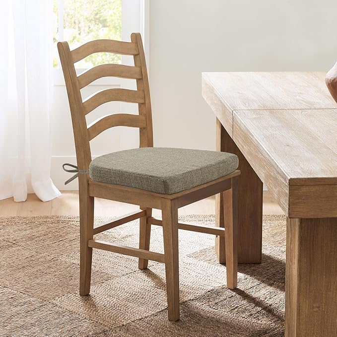 Chair Cushions for Dining Chairs, Non Slip Chair Pads with Ties and Washable Covers, Memory Foam Kitchen Chair Cushions Set of 4, 16"X16"X2.5", Khaki