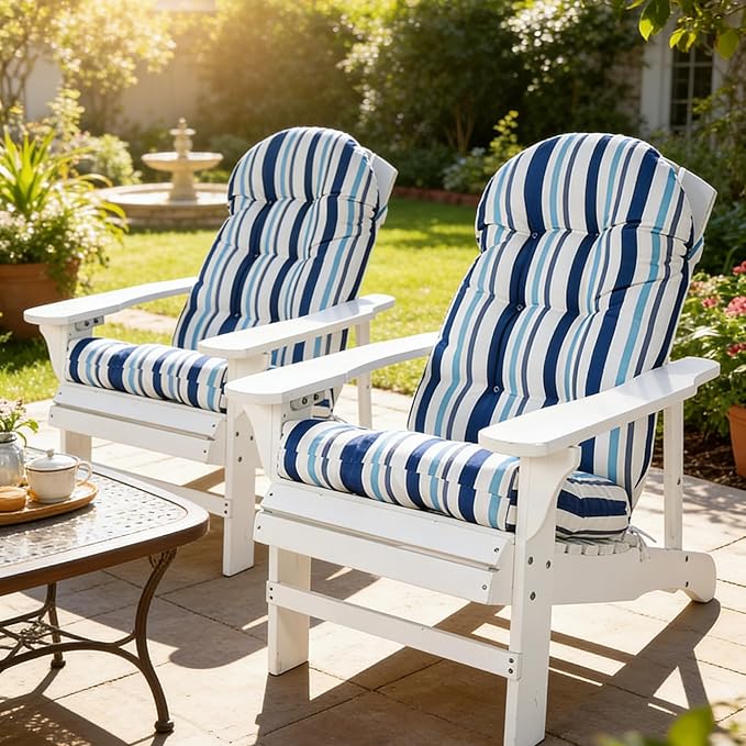 Enipate Weather Resistant Adirondack Chair Cushions High Back Rocking Chair Cushion Indoor Outdoor Patio Tufted Thicken Lounge Cushion Seat Pad