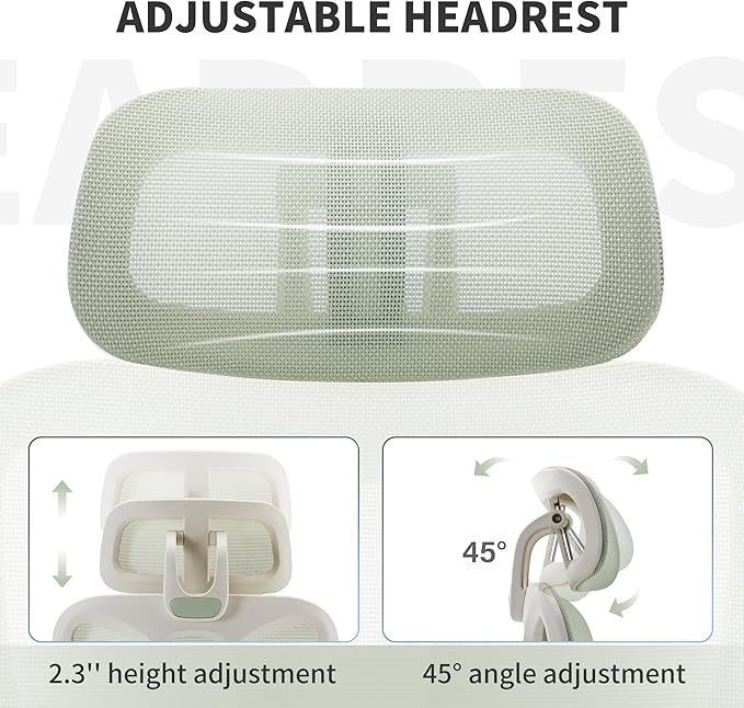 Ergonomic Office Chair with Footrest, 90-135° Reclining High Back Desk Chair with Lumbar Support, 2D Headrest, 2D Armrests, Computer Chair for Long Hours, Green