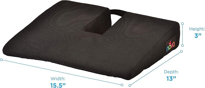 NOVA Medical Products Coccyx Gel Foam Car & Seat Cushion, Black