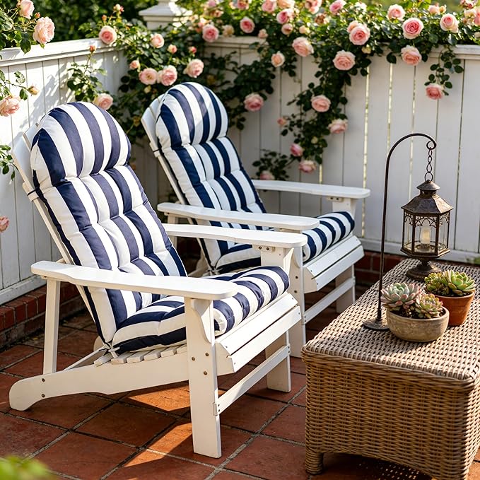 Enipate Weather Resistant Adirondack Chair Cushions Set of 2 High Back Indoor Outdoor Patio Tufted Lounge Cushion Seat Pads