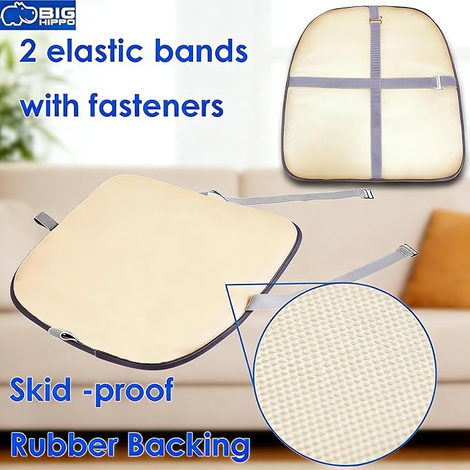 Big Hippo Ergonomic Lumbar Support & Memory Foam Seat Cushion Set - Sciatica & Tailbone Pain Relief for Office, Car & Wooden Dining Chairs - Non-Slip Body Positioner with Breathable Mesh Cover (Gray)