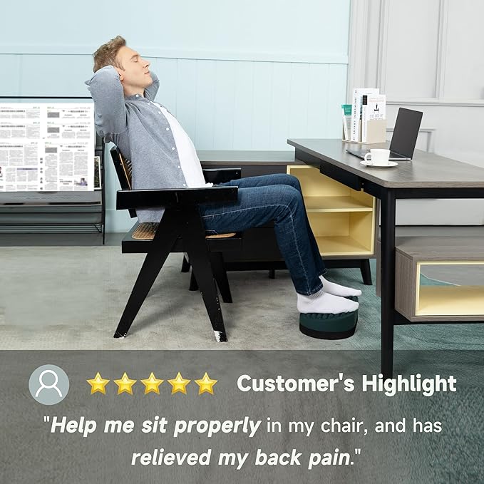 Foot Rest for Under Desk at Work, Home Office Foot Stool, Ottoman Foot Massager for Plantar Fasciitis Relief, Soft Silicone Footrests, Anti-Fatigue (Eucalyptus)