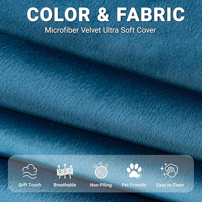 Trenda Extra Large 29.5"x27.5" Velvet Ottoman - Soft Foot Rest, Bean Bag Chair Compatible Accent Ottoman, Independent Use Extra Seat for Living Room Bedroom (Blue)