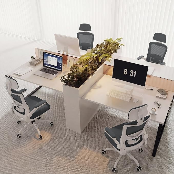 Office Chair, Ergonomic Mesh Desk Chair with Adjustable Lumbar Support and Headrest, Flip-up Armrests, High Back Computer Task Chair for Home and Executive Office (W-Dark Grey)