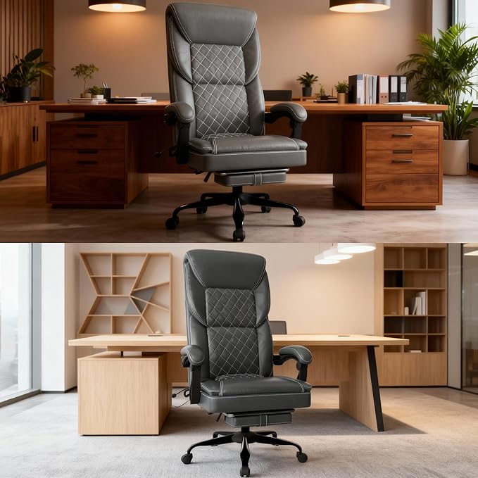 Gaming Chair, Office Chair with Inflatable Lumbar Support, Ergonomic Comfortable Wide Computer Chair with Footrest and Linked Soft Armrests, High Back 3D Enveloping Seat Cushion