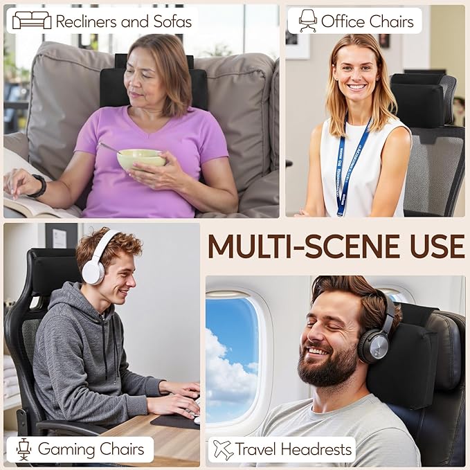 Neck Pillow for Recliner Chair, 14" Adjustable Recliner Pillow for Headrest, Soft Velvet Non-Slip Head Pillow for Recliner, Couch, Chair, Sofa