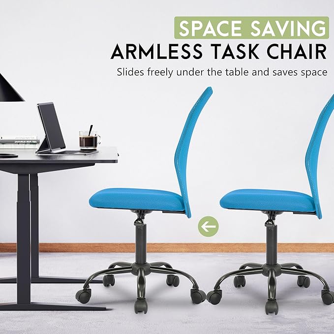 BestOffice Ergonomic Office Chair Desk Chair Mesh Computer Chair Armless Back Support Modern Executive Rolling Swivel Chair with Lumbar Support(Blue)