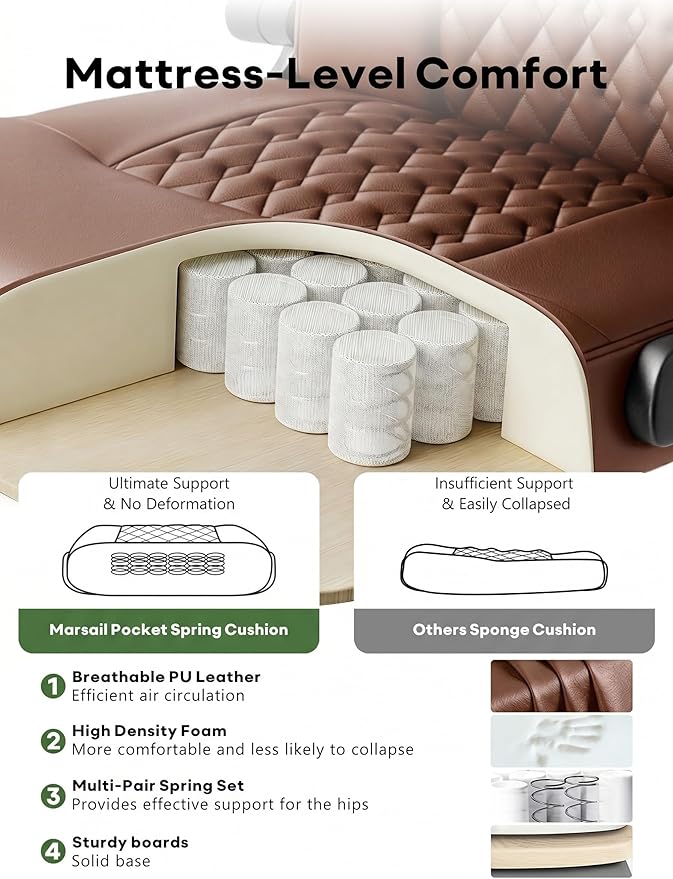 Office Chair PU Leather, Ergonomic Computer Desk Chair with Lumbar Support, Executive Leather Chair with Wheels & Flip-up Armrest, Small Home Office Desk Chair for Short People Use, Brown