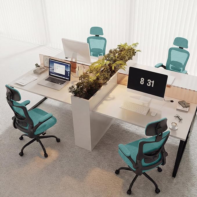 Office Chair, Ergonomic Mesh Desk Chair with Adjustable Lumbar Support and Headrest, Flip-up Armrests, High Back Computer Task Chair for Home and Executive Office (B-All Green)