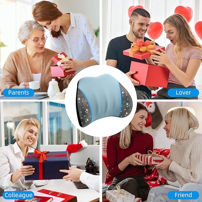 Lumbar Support Pillow with Diamond, Memory Foam Lumbar Pillow for Office Chair for Lower Back Pain Relief, Car Lumbar Support for Driving Seat, Back Support Pillow for car Chair(Blue)