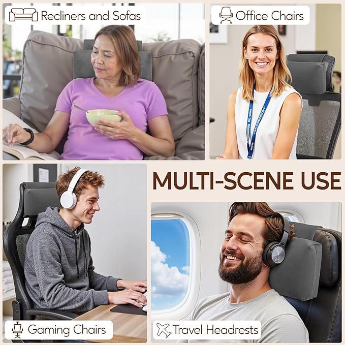 Neck Pillow for Recliner Chair, 14" Adjustable Recliner Pillow for Headrest, Soft Velvet Non-Slip Head Pillow for Recliner, Couch, Chair, Sofa