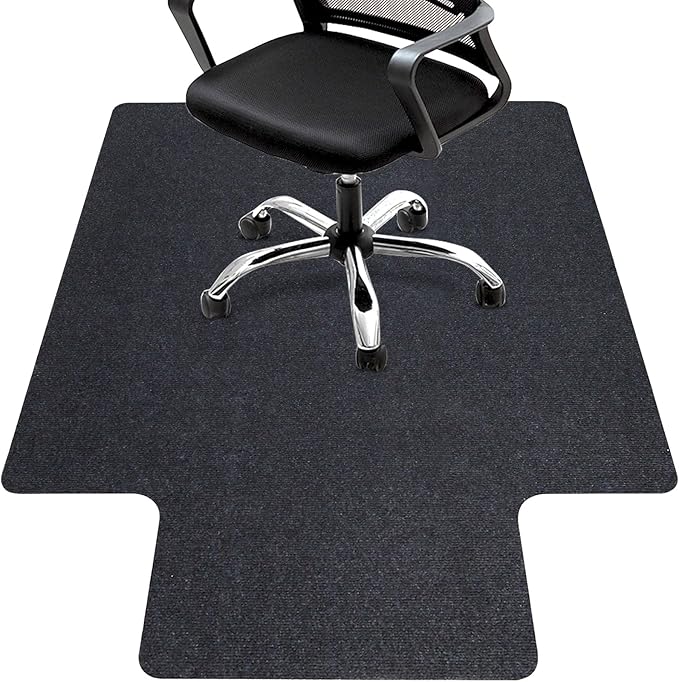 Hardwood and Tile Floor Office Chair Mat, 48" x 36" Computer Gaming Rolling Chair Mat, Non-Slip Low-Pile Floor Protector, Under Desk Mat for Rolling Chair, Black Lip