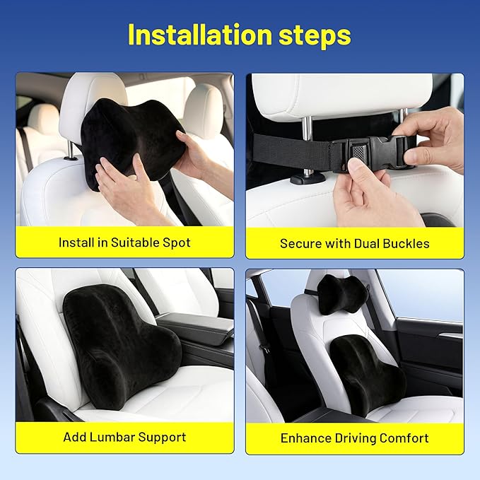 Car Pillow for Toyota Tundra,Car Neck Pillow,Lumbar Support Pillow for Car,Memory Foam Pillow,Ergonomic Pillow,Adjustable and Washable,Car Essentials for Long Trips,Car Accessories,Suede