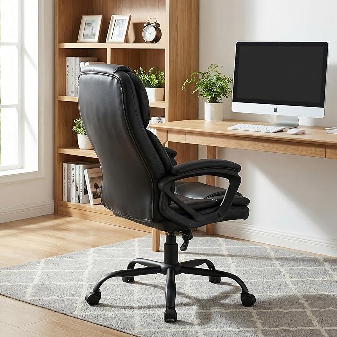 Executive Office Chair Ergonomic Desk Chair, PU Leather Computer Chair with Padded Armrests, Adjustable Height Swivel Task Chair (1)