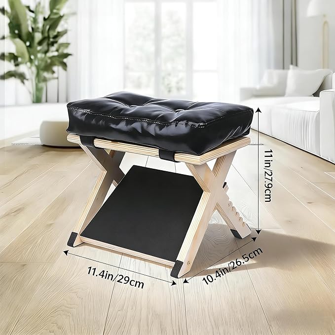 Adjustable Double Step Under Desk Footrest with 5 Height Options, Ergonomic Foot Rest Stool with Black Cushion for Office Home, Ottoman for Work and Computer Gaming Comfort.