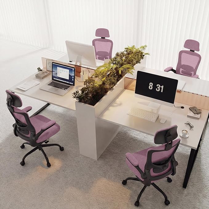 Office Chair, Ergonomic Mesh Desk Chair with Adjustable Lumbar Support and Headrest, Flip-up Armrests, High Back Computer Task Chair for Home and Executive Office (B-LPurple)