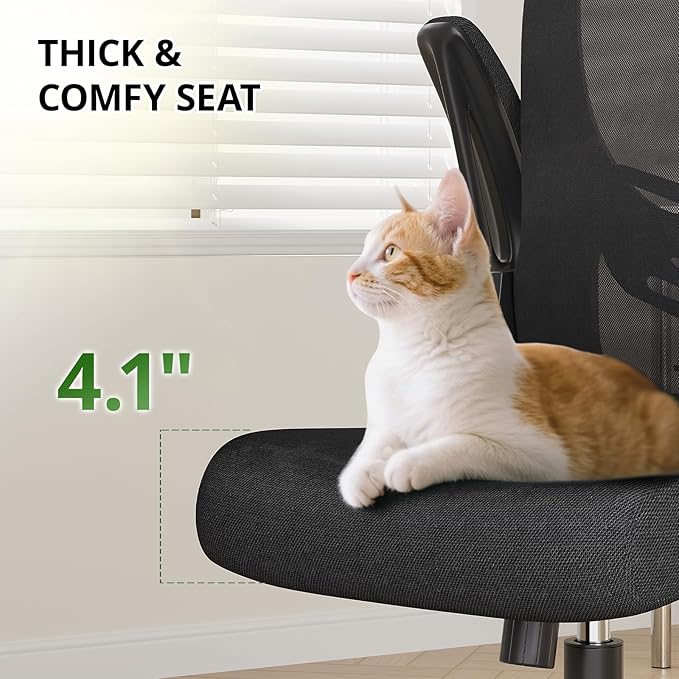 Office Chair Ergonomic Desk Chair, 330LBS Capacity, High Back Computer Chair with Lumbar Support, Flip-up Armrests Swivel Task Chairs for Long Hours Work