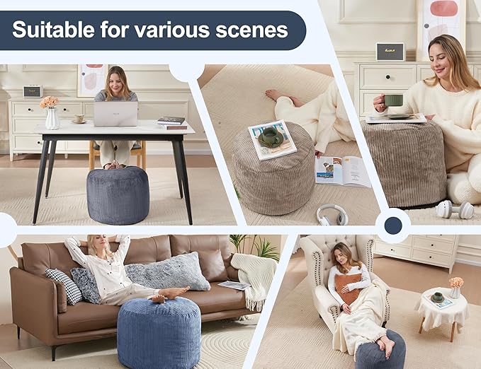 WSOFRLAC Pouf Ottoman Foot Stools Ottoman with Foam Small Corduroy Ottomans for Living Room Ottomans Pouf 20x15 Floor Poufs Foot Rest for Office Chair Yellow Foot Stool Small