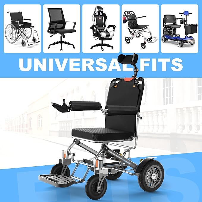 SPRING SEAON Wheelchair Accessories Armrest Covers (Pair), Short Plush Memory Foam Pads, Non-Slip Bottom, Wide Hook-and-Loop Straps, Washable, for Wheelchair/Transport/Office/Gaming Chairs, Black