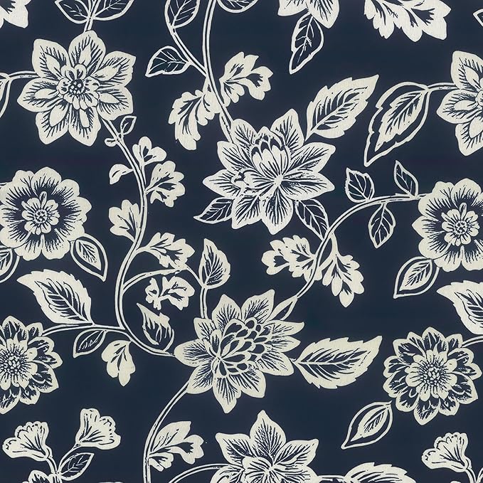 LVTXIII Outdoor Seat Cushions Seasonal Replacement Chair Cushions, Patio Chair Pads with Ties for Dining Chairs and Garden Furniture, Square Back, 19"x19"x2", 2 Pack, Elegant Vines Navy