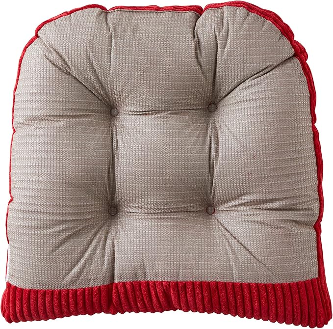 Sweet Home Collection Rocking Chair Cushion Premium Tufted Pads Non Skid Slip Backed Set of Upper and Lower with Ties, 1 Count (Pack of 1), Velvet Red 5, (Pack of 5)