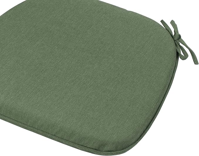Magpie Fabrics 17"x16"x2" U-Shape Chair Cushions with Ties 2 Count, Outdoor Indoor Waterproof All Weather Seat Pads Decoration for Patio Garden Dining Office - Green