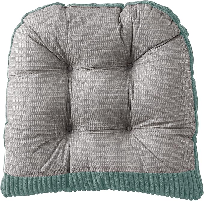 Rocking Chair Cushion Premium Tufted Pads Non Skid Slip Backed Crushed Velvet Cover Set of Upper and Lower with Ties, 21 in x 17 in | 17 in x 17 in, Velvet Mint, Case Pack (Pack of 5)