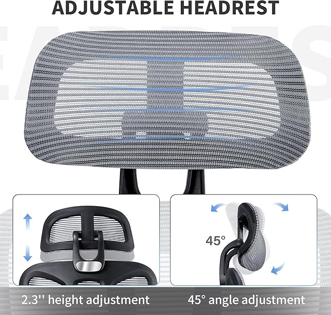 Ergonomic Office Chair with Footrest, 90-135° Reclining High Back Desk Chair with Lumbar Support, 2D Headrest, 4D Armrests, Computer Chair for Long Hours, Dark Grey