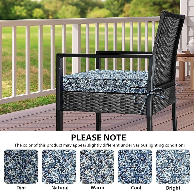 IPYNBAP Outdoor Chair Cushions Set of 4 -Waterproof Outdoor Seat Cushions for Patio Furniture, Patio Chair Cushion with Handle and Ties, Out Door Chair Pads,17x16x2-Square, Green Paisley