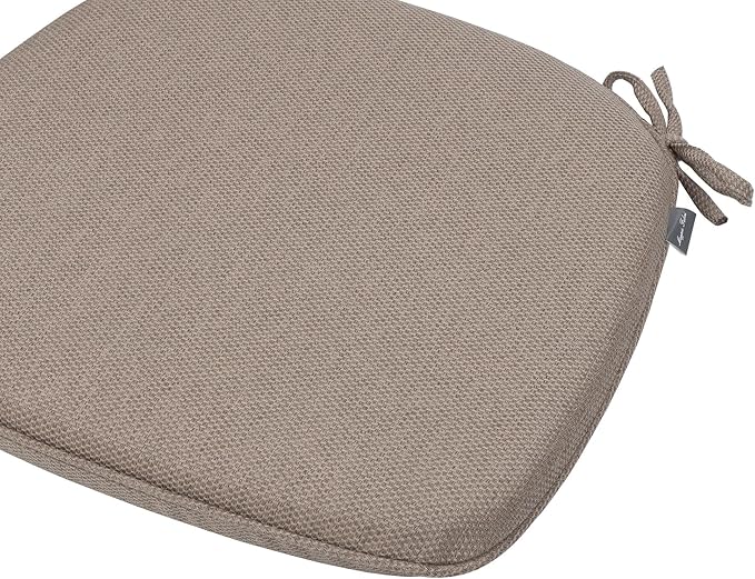 Magpie Fabrics 17"x16"x2" U-Shape Chair Cushions with Ties 2 Count, Outdoor Indoor Waterproof All Weather Seat Pads Decoration for Patio Garden Dining Office - Brown