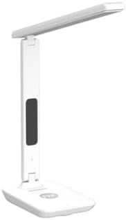 LED Desk Lamp with Wireless Charger, USB Charging Port, Office Table Lamp with Clock, Alarm, Date, Temperature for Home Office, White