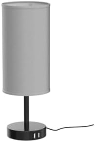 Yarra-Decor Bedside Lamp with USB Port - Touch Control Table Lamp for Bedroom 3 Way Dimmable Nightstand Lamp with Round Grey Fabric Shade for Living Room, Dorm, Home Office (LED Bulb Included)