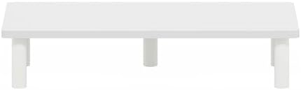 Furinno TURN-N-TUBE Monitor Stand Riser, 23.6" Wide Rectangle Monitor Riser, Laptop Stand for Desk, Office Desktop Accessories Organizers, Toolless Assembly, For Study Room, Dorm, White