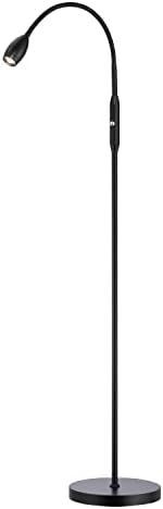 O’Bright Ray – Adjustable LED Beam Floor Lamp, Dimmable and Zoomable Spotlight, Flexible Gooseneck, Reading/Crafting Standing Lamp, Work Table Light, Matte Black